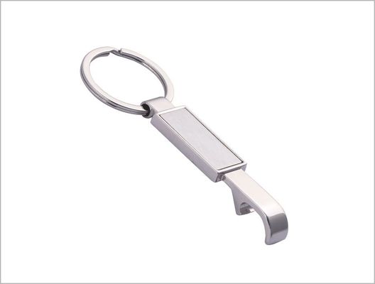 Retângulo de couro da corrente chave de abridor de garrafa do metal do plutônio de Laserable com Keyring