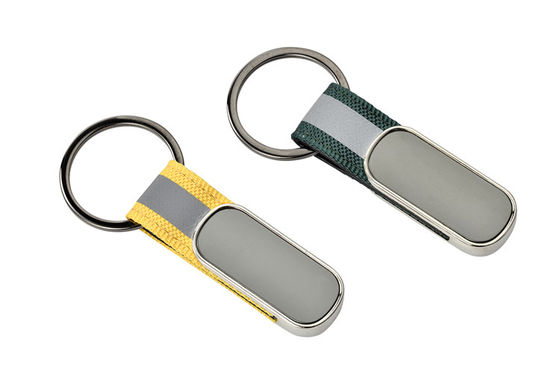O retângulo Pantone do suporte da corrente chave do metal da correia do Webbing colore o couro liga de zinco do ferro