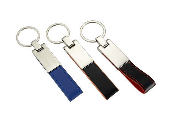 Suporte liga de zinco personalizado da chave do carro das portas-chaves de couro do plutônio com correia de couro