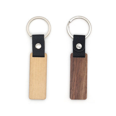 Gravura de madeira de couro customizável de Keychains - madeira de faia da noz