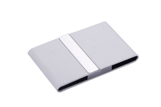 Bom preço Elegante porta-cartão de identificação PU de metal para feiras e eventos on-line