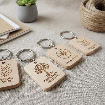 Bom preço Chave de chaveira de madeira ecológica gravura tamanho padrão desenhos personalizados item de presente perfeito para campanhas e presentes de clientes on-line