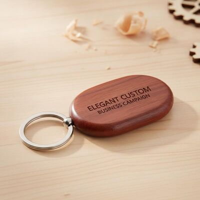 qualidade Personalização Anel de chave de madeira gravado acabamento polido elegante produto personalizado perfeito para campanhas de marketing de negócios fábrica