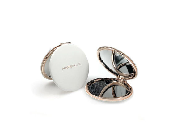 Bom preço Espelho gravado dobrável 1cm do bolso de Rose Gold Metal Compact Mirror densamente on-line