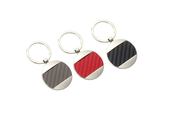 Suporte chave de couro do preto vermelho das portas-chaves 5mm Pantone do couro da fibra do carbono