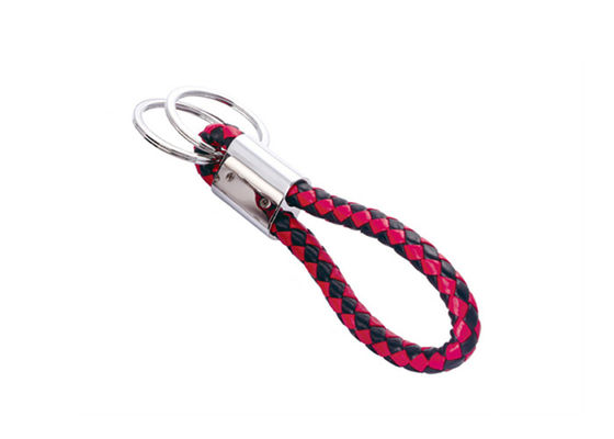 Bom preço O plutônio de couro bonito das portas-chaves 10mm do presente vermelho trançou ornamento do carro da corda on-line