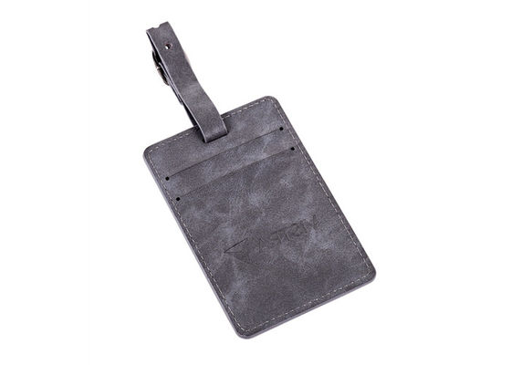 Bom preço Presente de couro da lembrança da etiqueta da bagagem do plutônio de Grey Genuine Leather Tag Rectangle on-line