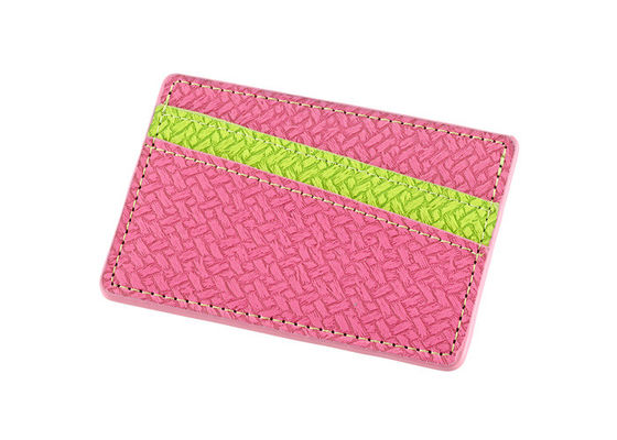 Bom preço O couro do plutônio de Wallet do organizador do cartão de crédito do retângulo tece o logotipo de Debossing da carteira on-line